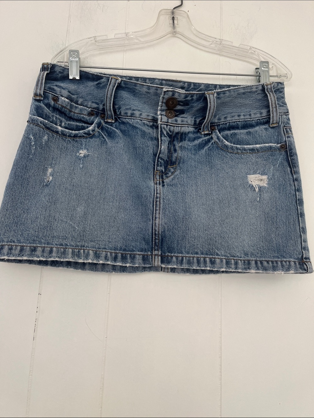American Eagle Denim Distressed Mini Skirt Y2K Size 8